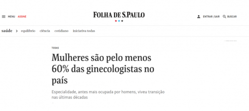 Mulheres são pelo menos 60% das ginecologistas do país